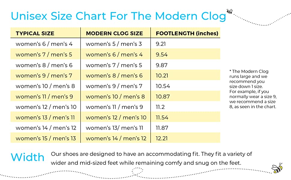 Joybees Size Chart