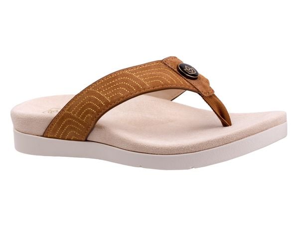 Spenco Laguna Ellie Women's Leather Thong Sandal - Saddle - Pair