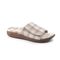 Strole Den Tartan Women's Wool Slide Slippers with Orthotic Arch Support Strole- 721 1 - Wheat - Profile View