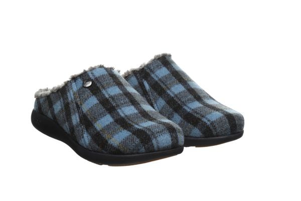 Strole Snug Tartan Women's Supportive Clog with Orthotic Arch Support Strole- 300 - Light Blue - View