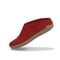 Glerups Wool Open Heel Unisex Slipper / Slip-on Clog - Leather Sole - Model B - Red