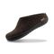 Glerups Wool Open Heel Unisex Slipper / Slip-on Clog - Rubber Sole - Model BR - Brown/Black Rubber