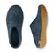 Glerups Wool Open Heel Unisex Slipper / Slip-on Clog - Rubber Sole - Model BR - Denim/Honey