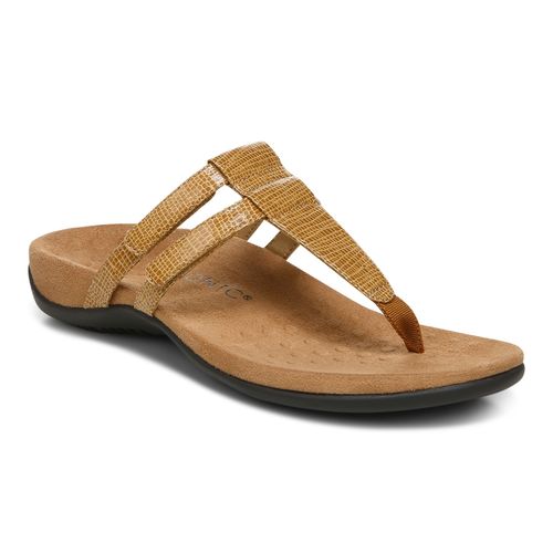 Vionic Elvia - Women's Adjustable Slip-on Orthotic Sandal  - Toffee Syn Angle main