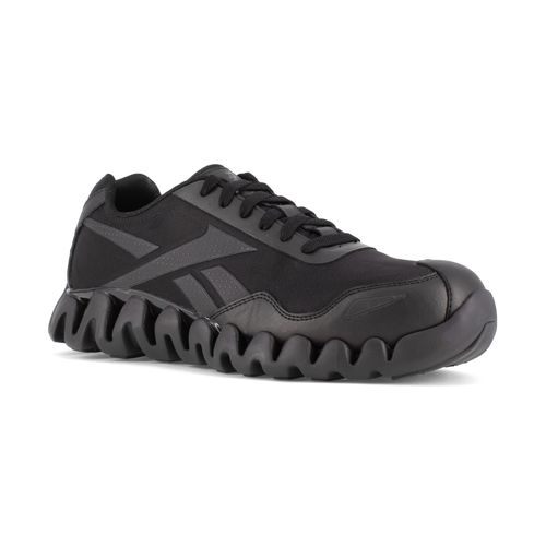 Reebok Work Women's Zip Pulse Work EH Comp Toe Athletic Work Shoe - All Black - Profile View