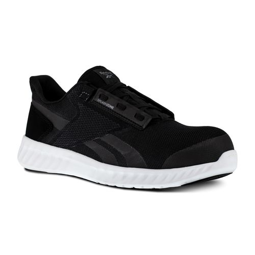 Reebok Work Men's Sublite Legend Work EH Composite Toe Athletic Work Shoe - Black and White - Profile View