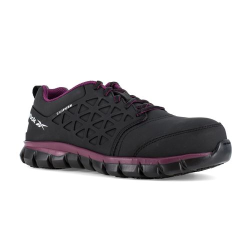 Reebok Work Women's Sublite Cushion SD10 Composite Toe Athletic Work Shoe Industrial - Black/Plum - Profile View