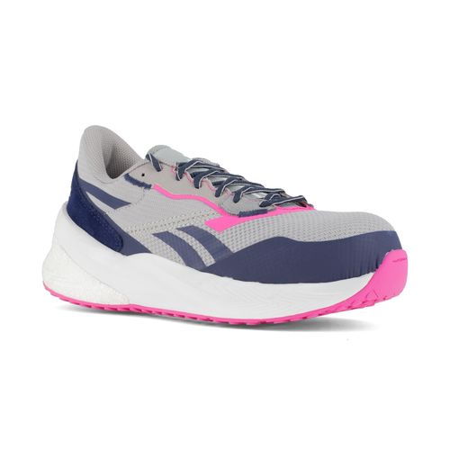 Reebok Work Women's Floatride Energy Daily Work SD10 Composite Toe Athletic Shoe - Grey/Navy/Pink - Profile View