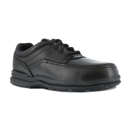 Rockport Work Men's Five Eye Tie Casual Moc Toe Oxford Steel Toe SD10 Work Shoe - Black - Profile View
