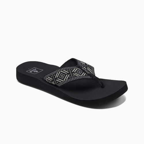 Reef Spring Woven Women's Sandals - Black/white - Angle