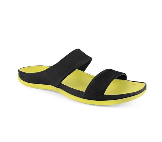 Strive Chia Women\'s Slide Comfort Sandal - Black - Angle