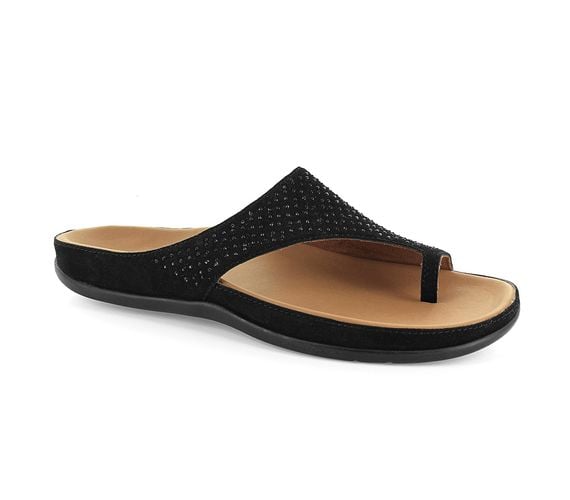 Strive Belize Women\'s Supportive Toe Loop Sandal - Black - Angle