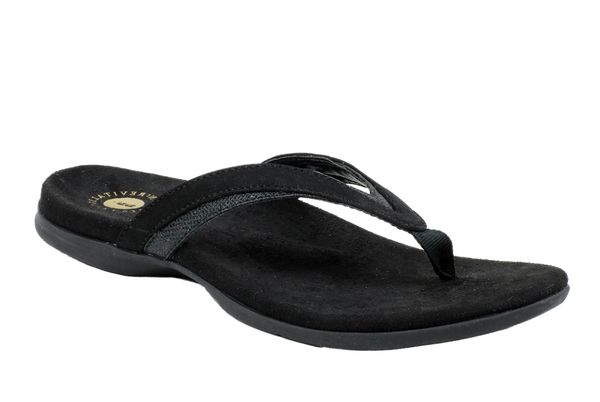 Revitalign Heron Women's Thong Post Sandal - Black 1