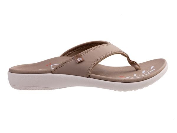 Spenco Yumi Rise Women's Orthotic Flip Flops - Light Taupe - Profile