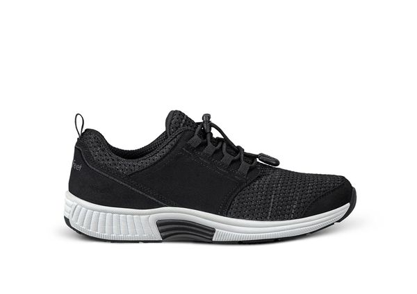 Orthofeet Francis No-Tie Stretch Cushioned Support Women's Sneakers - Black - Product View - 1