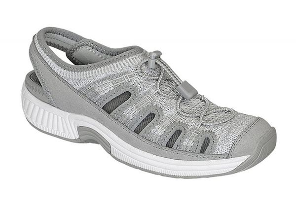 OrthoFeet Laguna Stretch Knit Women's Sandals Heel Strap Stretch - Gray - 6