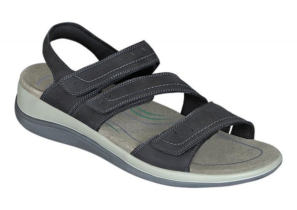 OrthoFeet Naxos Two Way Strap Women's Sandals Heel Strap - Black - 6