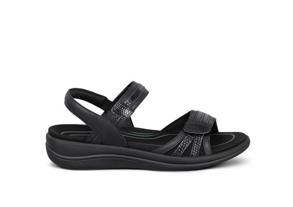 Orthofeet Paloma Supportive Comfort Heel-Strap Women's Sandals - Black Metallic - Product View - 1
