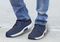 OrthoFeet Tacoma Stretch Knit Men's Sneakers Stretch - Blue - 8
