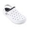 Joybees Varsity Lined Clog - Unisex - Comfy Clog with Arch Support -  Varsity Lined Clog  Adult White/Charcoal Pp Angle View