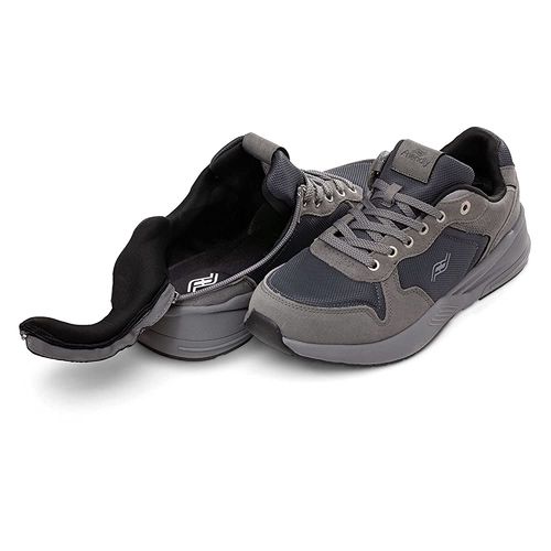 Friendly Shoes Men's Excursion Low Top Adaptive Sneaker - Grey