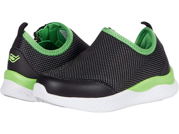 Friendly Shoes Kid's Force Adaptive Slip-on Sneaker - Black / Lime Green
