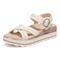 Vionic Reyna Womens Quarter/Ankle/T-Strap Wedge - Cream - Left angle