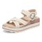 Vionic Reyna Womens Quarter/Ankle/T-Strap Wedge - Cream - Left angle