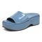 Vionic Trista Womens Slide Wedge - Blue Shadow - Left angle