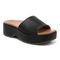 Vionic Trista Women's Slide Wedge Sandal with Arch Support - Black Leather - Angle main