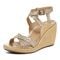 Vionic Bonita Womens Quarter/Ankle/T-Strap Wedge - Gold - Left angle