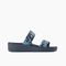 Joybees Women's Cute Sandal - Navy Denim Floral - Side