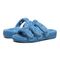 Vionic Adjustable Open-Toe Slipper with Orthotic Arch Support - Indulge Snooze - Horizon Blue - pair left angle