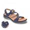 Revere Emerald 3 Strap Leather Sandals - Seasonal - Women's - Blue French - Strap Detail