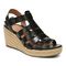 Vionic Jaylah Womens Quarter/Ankle/T-Strap Wedge - Black Leather - Angle main