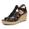 Vionic Jaylah Womens Quarter/Ankle/T-Strap Wedge - Black Leather - Left angle