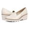 Vionic Willa Wedge Women's Slip-On Loafer Moc Wedge Shoes - Cream - pair left angle