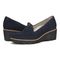 Vionic Willa Wedge Womens Slip On/Loafer/Moc Wedge - Navy Sde - pair left angle