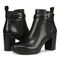 Vionic Nella Womens Ankle/Bootie Shrtboot - Black Nappa - pair left angle