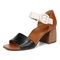 Vionic Chardonnay Women's Heeled Sandals - Stylish and Comfortable Quarter/Ankle/T-Strap Sandals - Tan/black/cream - Left angle