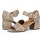Vionic Chardonnay Women's Heeled Sandals - Stylish and Comfortable Quarter/Ankle/T-Strap Sandals - Oatmeal - pair left angle