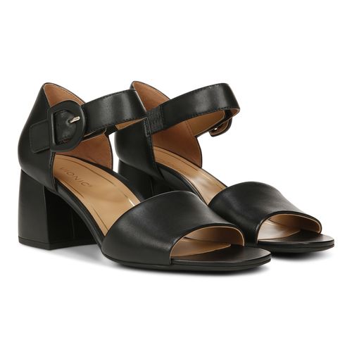 Vionic Chardonnay Womens Quarter/Ankle/T-Strap Sandals - Black Leather - Pair