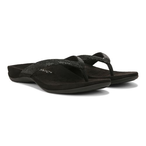 Vionic Dillon Shine Womens Thong Sandals - Black Rhinestone - Pair