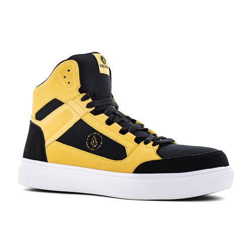 Volcom Evolve Men's Safety Toe High Top Skate Shoe - Comp Toe - SD10 - SR - Black And Yellow - Angle main