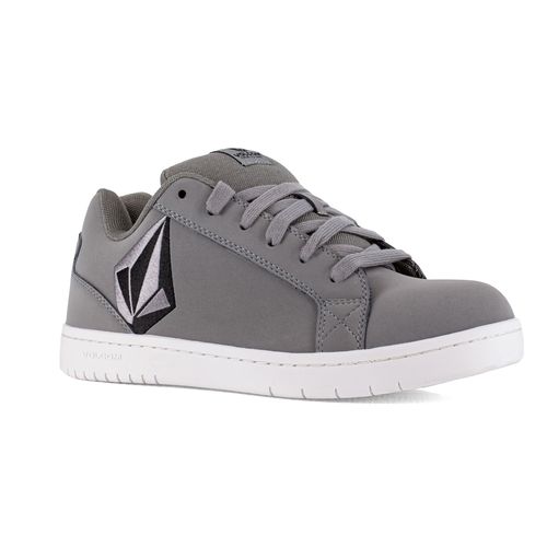 Volcom Stone Men's Comp Toe EH Skate Style Work Shoe - Slip Resistant - Grey And Black - Angle main
