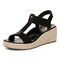 Vionic Calera Women's Espadrille Comfort Wedge Sandal - Black - Left angle