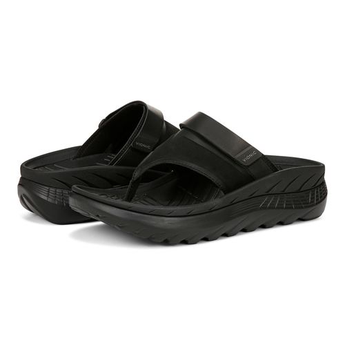 Vionic Restore II Unisex Recovery Comfort Sandal - Black - pair left angle