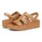 Vionic Delano Women's Platform Wedge Comfort Sandal - Camel - pair left angle