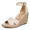 Vionic Marina Women's Wedge Comfort Sandal - Cream - Left angle
