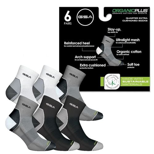 GSA OrganicPlus+ Quarter Extra Cushioned  Men's Socks - Multipack